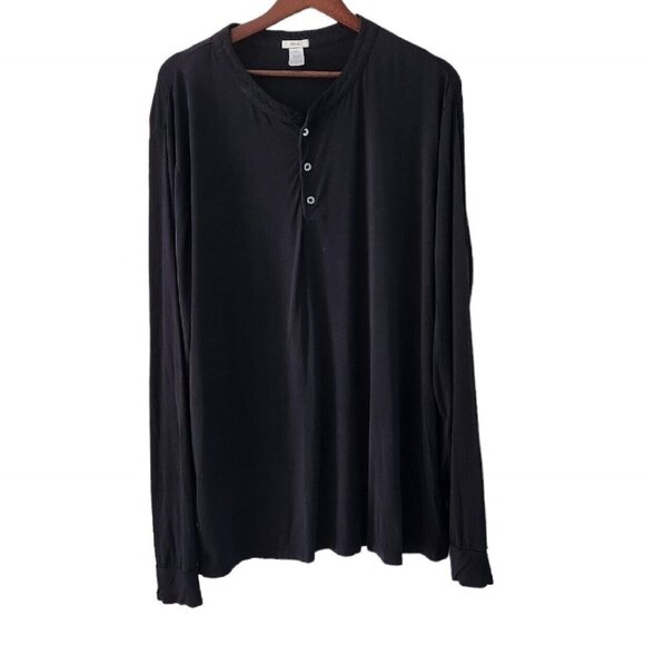 Eberjey Other - Eberjey Black Long Top Sleep Shirt Pajama 1/4 Button Front Women Size L